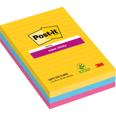 Post-it Haftnotiz Super Sticky 4690-S3R 101x152mm lin. 3 St./Pack.