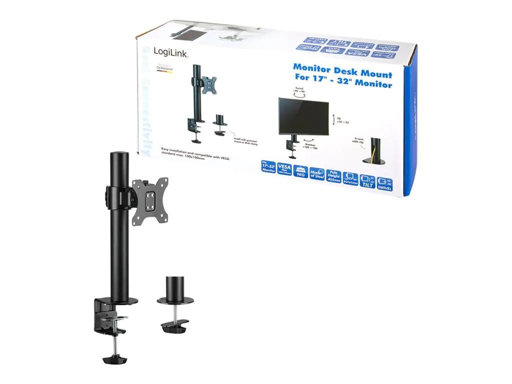 LogiLink - Befestigungskit - für LCD-Display - Stahl - Schwarz - Bildschirmgröße: 43.2-81.3 cm (17"-32") - Tischmontage