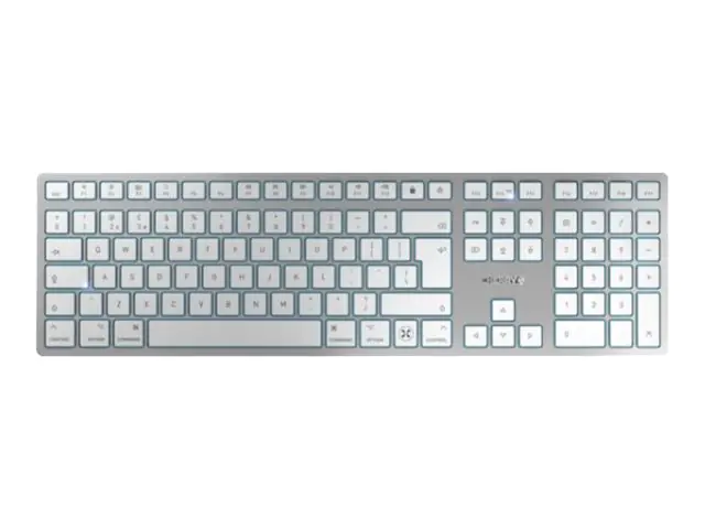 CHERRY KW 9100 SLIM - Tastatur - kabellos - 2.4 GHz, Bluetooth 4.0 - QWERTZ - Deutsch - Tastenschalter: CHERRY SX - weiß, Silber