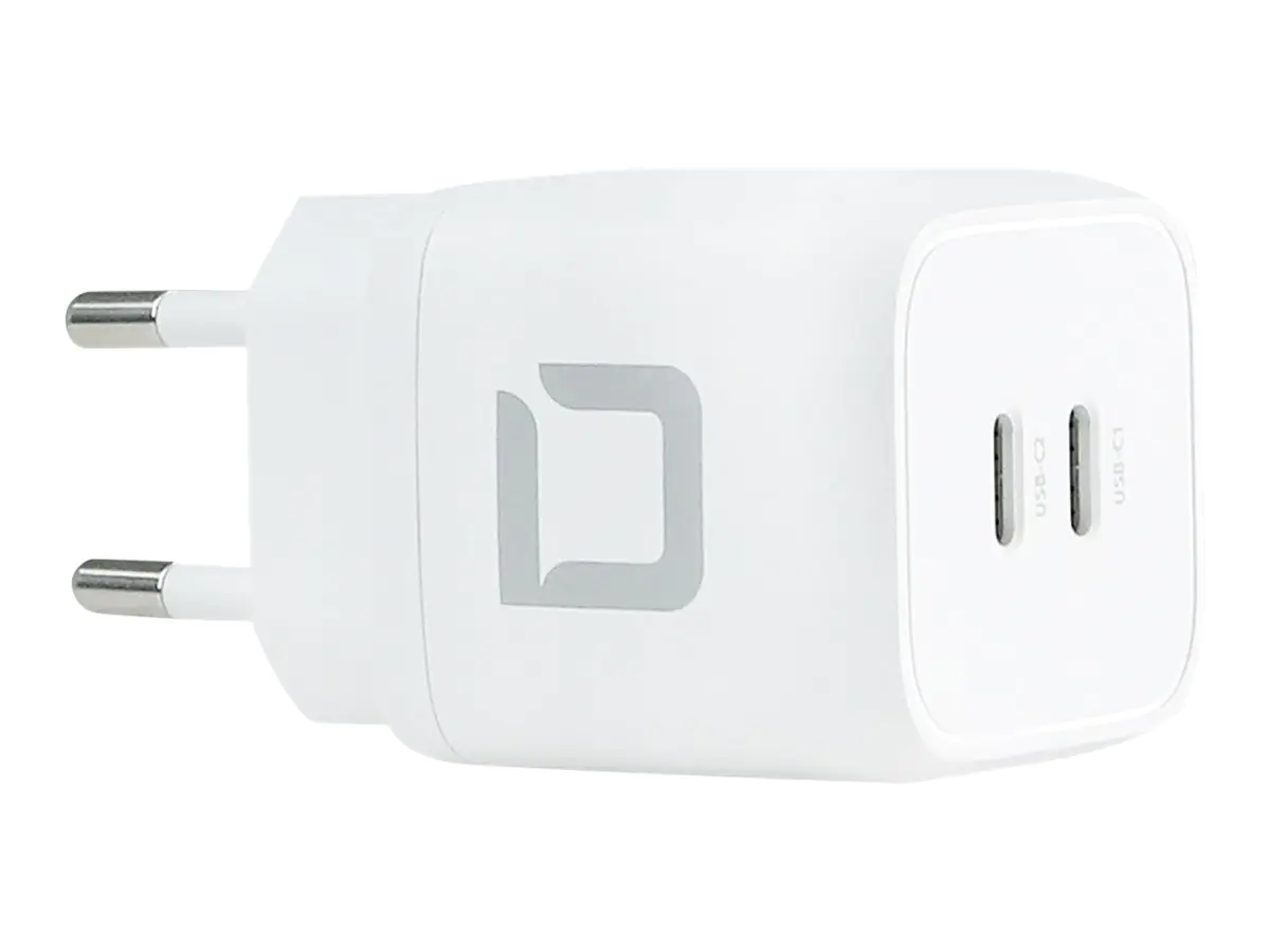 DICOTA Comfort - Netzteil - 45 Watt - 2.5 A - 2 Ausgabeanschlussstellen (24 pin USB-C) - weiß