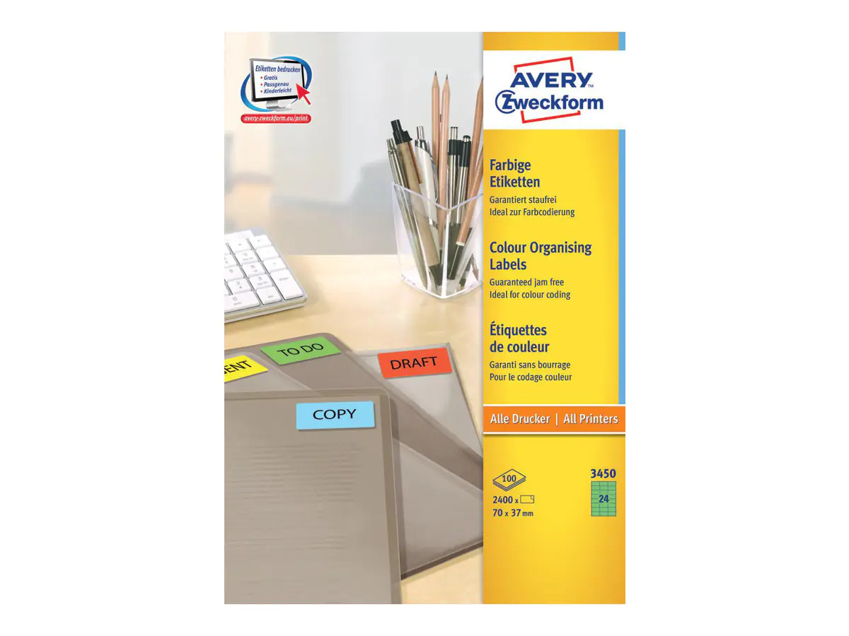 Avery Zweckform Avery - Grün - 70 x 37 mm 2400 Etikett(en) (100 3450
