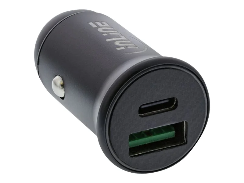 InLine - Auto-Netzteil - 60 Watt - 4.8 A - 2 Ausgabeanschlussstellen (USB, 24 pin USB-C) - Schwarz