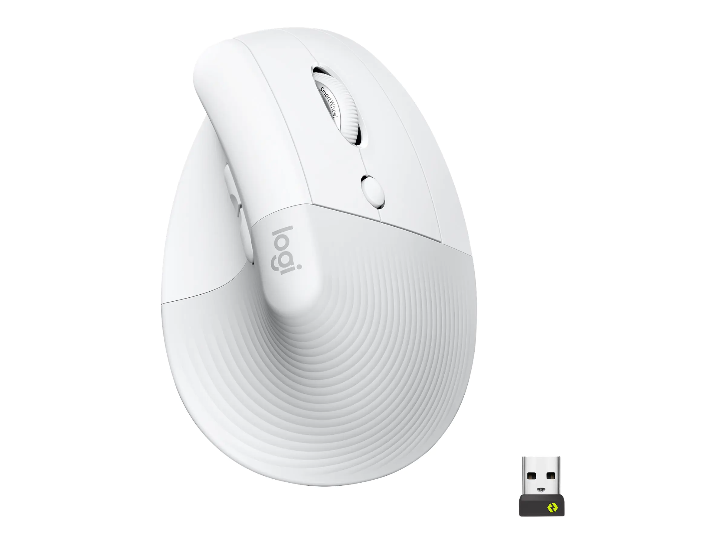 Logitech Lift for Business - Vertikale Maus - ergonomisch - 6 Tasten - kabellos - Bluetooth, 2.4 GHz - Logitech Logi Bolt USB-Receiver - Off-White