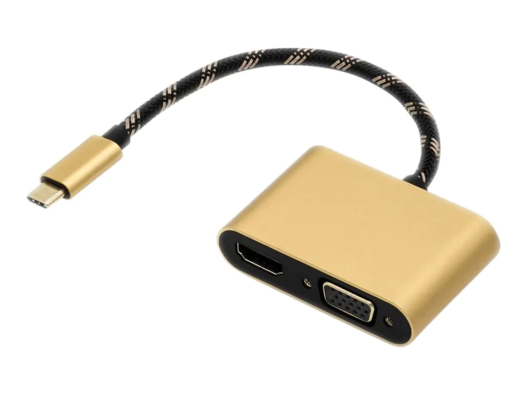Roline Gold - Externer Videoadapter - USB-C 3.2 Gen 1 - D-Sub, HDMI - Schwarz, Gold
