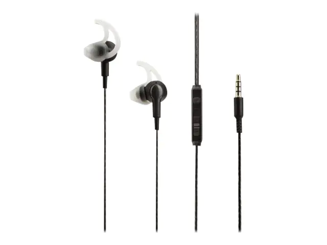 Manhattan Sport Earphones with Inline Microphone (Clearance Pricing), Integrated Controls, Noise Isolating, Ear Hook for Secure Fit, Sweatproof, Std 1x 3.5mm jack/plug for audio/mic use, Retail Box - Ohrhörer mit Mikrofon - im Ohr - kabelgebunden - 3,5 mm