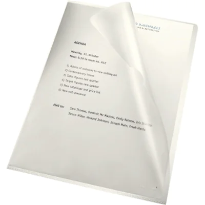 Bene Sichthülle DIN A4 0,08mm oben, rechts offen dokumentenecht Polypropylen transparent matt 100 St./Pack.