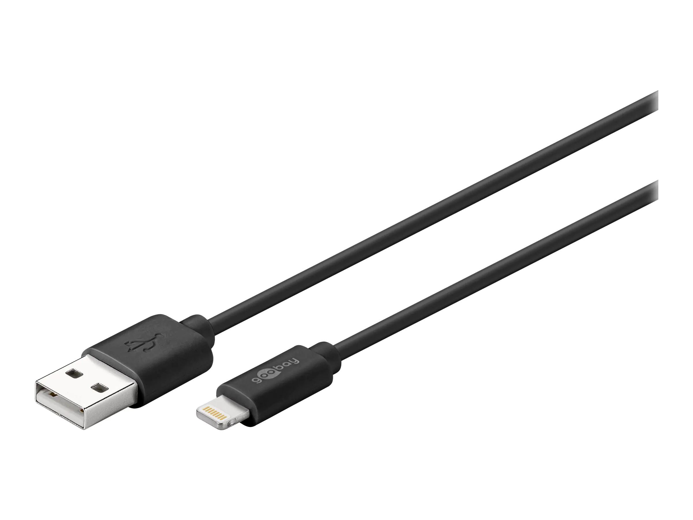 goobay - Lightning-Kabel - Lightning (M) bis USB (M) - 2 m - Schwarz - für Apple iPad/iPhone/iPod (Lightning)