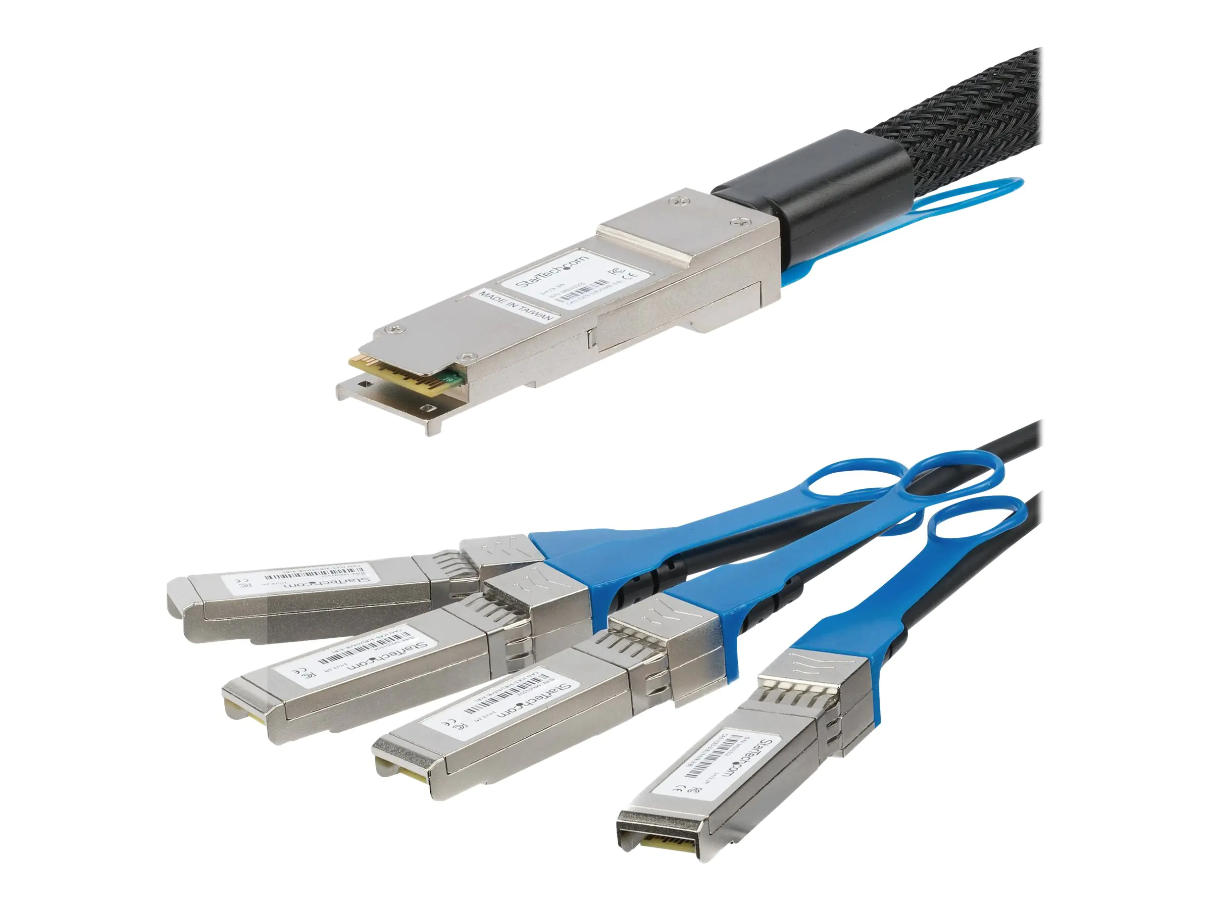 StarTech 3m QSFP+ Breakout Kabel - QSFP+ auf 4x SFP+ - QSFP zu SFP+ - 40G DAC Kabel - Passives Twinax Kabel - Kabelpeitsche - QSFP+ eingerastet zu SFP+ eingerastet - 3 m - twinaxial - SFF-8431/SFF-8432/SFF-8436 - passiv - Schwarz