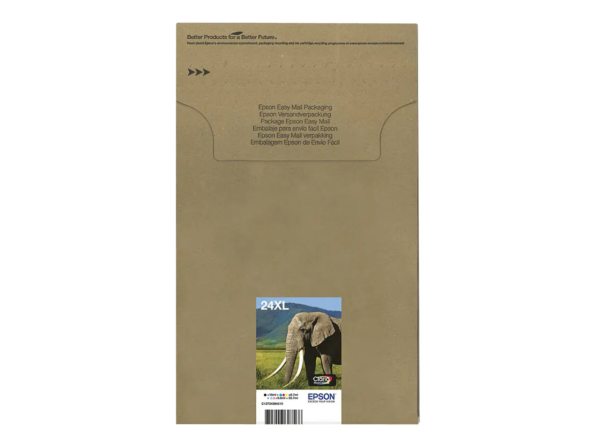 Epson 24XL Multipack Easy Mail Packaging - 6er-Pack - 55.7 ml - XL - Schwarz, Gelb, Cyan, Magenta, hellmagentafarben, hell Cyan - Original - Box - Tintenpatrone - für Expression Photo XP-55, XP-750, XP-760, XP-850, XP-860, XP-950, XP-960, XP-970