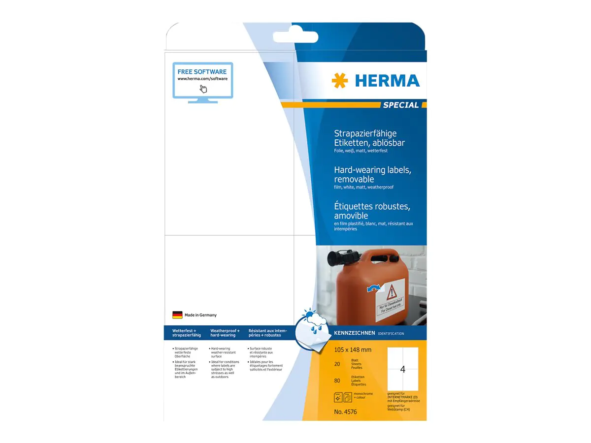HERMA Special - Matt - selbstklebend, entfernbarer Klebstoff - weiß - A6 (105 x 148 mm) 4576