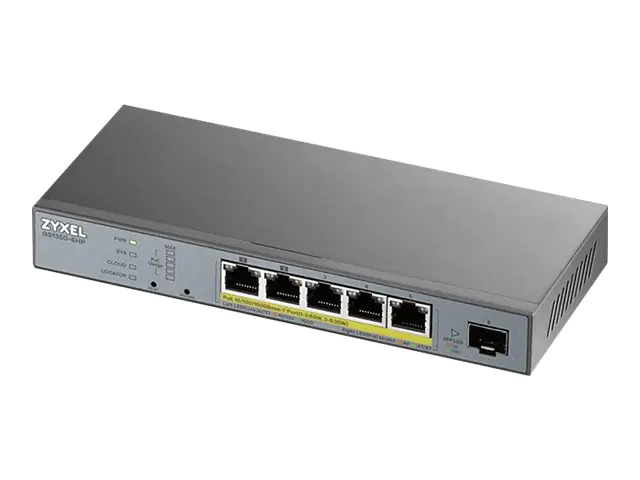 ZyXEL GS1350-6HP - Switch - Smart - 5x 10/100/1000 (PoE+) + 1 x Gigabit SFP - GS1350-6HP-EU0101F