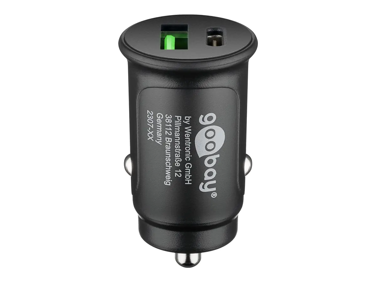 Goobay KFZ USB 2P 27W USB-C PD+QC3.0 bk| 59521