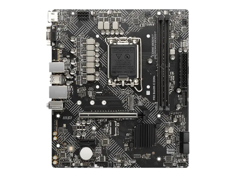 MSI PRO B660M-E DDR4 - Motherboard - micro ATX - LGA1700-Sockel - B660 Chipsatz - USB 3.2 Gen 1 - Gigabit LAN - Onboard-Grafik (CPU erforderlich) - HD Audio (8-Kanal)