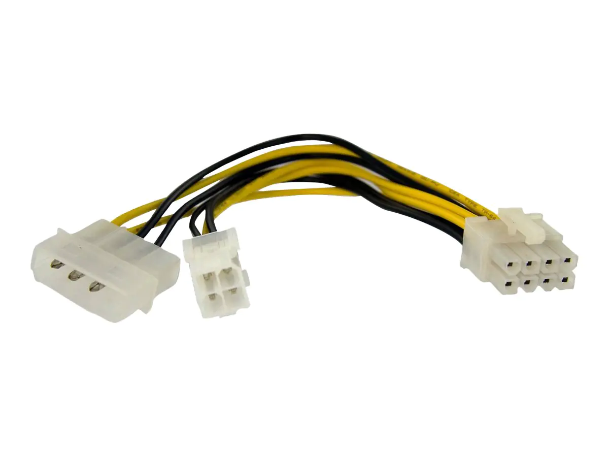 StarTech 15cm 4pin auf 8pin EPS-Netzadapter mit LP4 - Bu/St - Stromadapter Buchse/ Stecker - Netzteil - 4 PIN ATX12V (W) zu 8-poliges EPS12V, 4-Pin interner Netzstecker (5 V) (M) - 15.2 cm