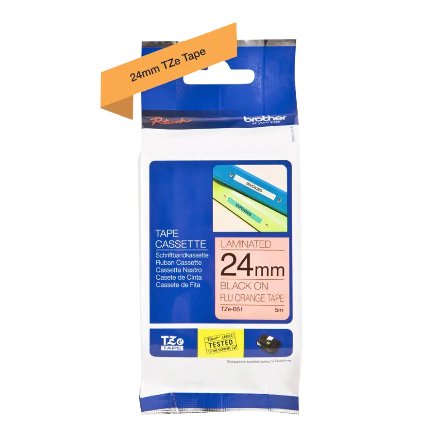 Brother - Rolle (2,4 cm x 8 m) 1 Kassette(n) Fluoriszierende Bänder - für P-Touch PT-1400, 1600, 1650, 2430, 2600, 2610, 2700, 2710, 2730, 3600, 9600, 9700, 9800