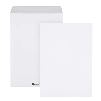 SECURITEX® Versandtasche Expander DIN B4 250 x 353 mm (B x H) ohne Fenster 130g/m² mit Haftklebung Papier/Folie weiß 100 St./Pack.