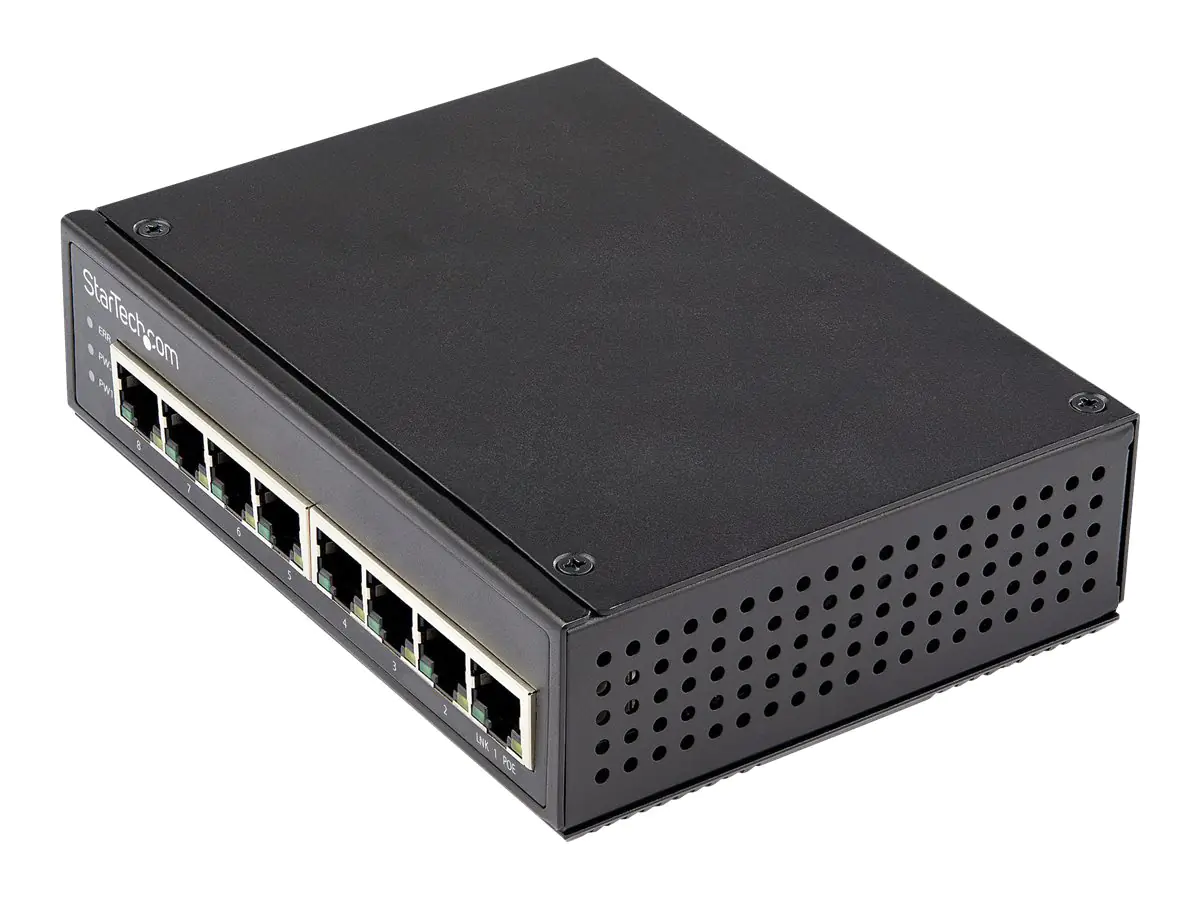 StarTech.com Industrial 8 Port Gigabit PoE+ Switch 30W - IP-30 - Switch - unmanaged - 8 x 10