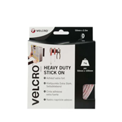 Velcro Heavy Duty Stick On - Selbstklebendes Klettband - 5 cm x 2.5 m - weiß