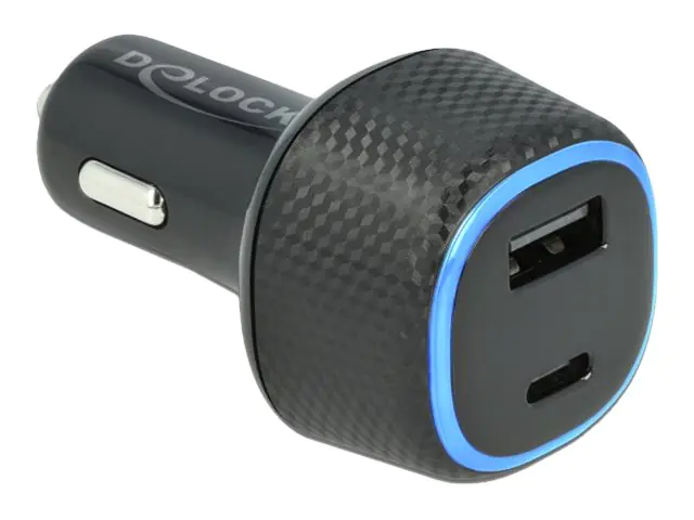 Delock - Auto-Netzteil - 63 Watt - 3 A - PD (USB, 24 pin USB-C) - Schwarz