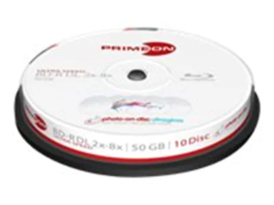 Primeon photo-on-disc ultragloss - 10 x BD-R DL - 50 GB 8x - 2x - mit Tintenstrahldrucker bedruckbare Oberfläche - Spindel