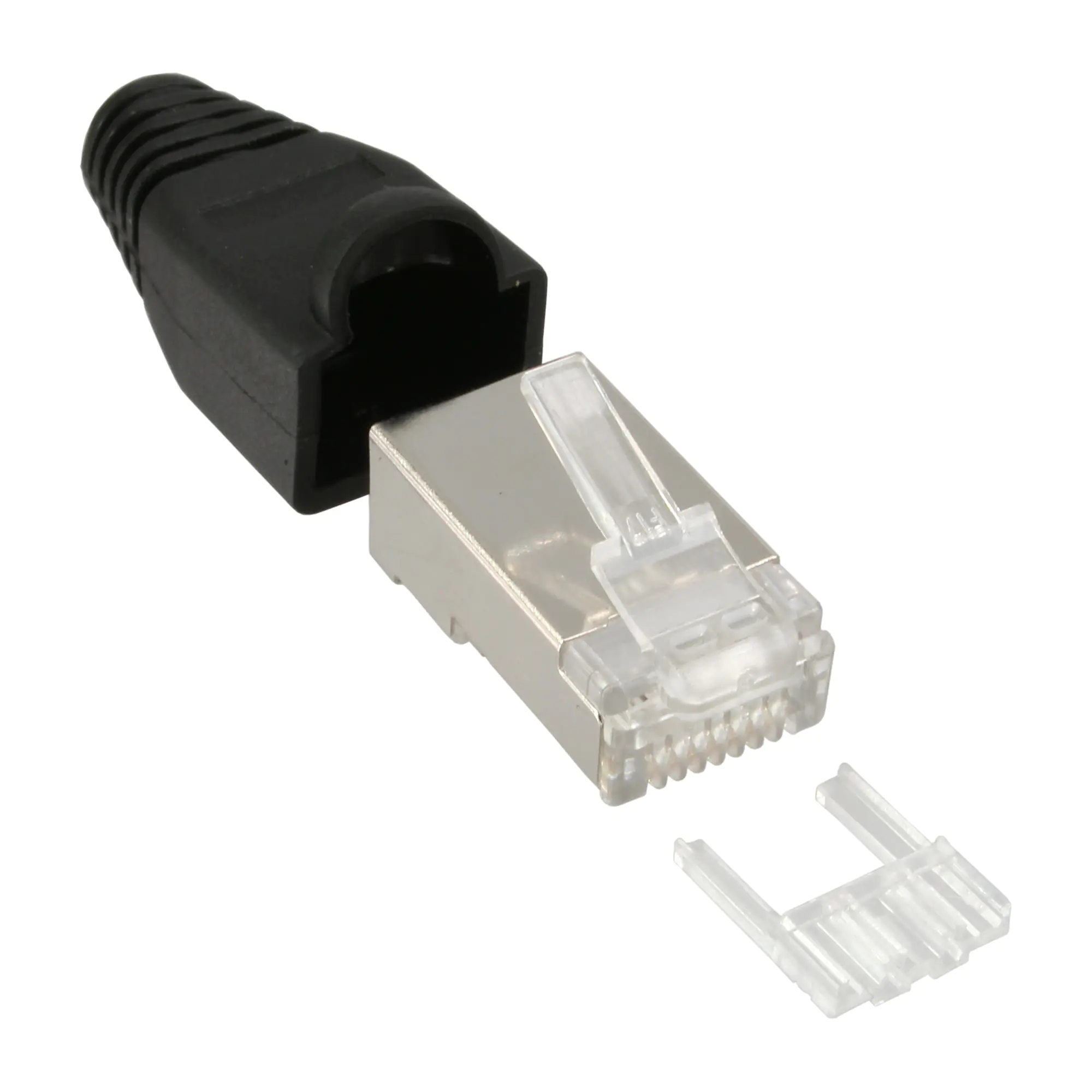 InLine Crimpstecker RJ45 geschirmt - Knickschutz schwarz - 100er Pack 74590S