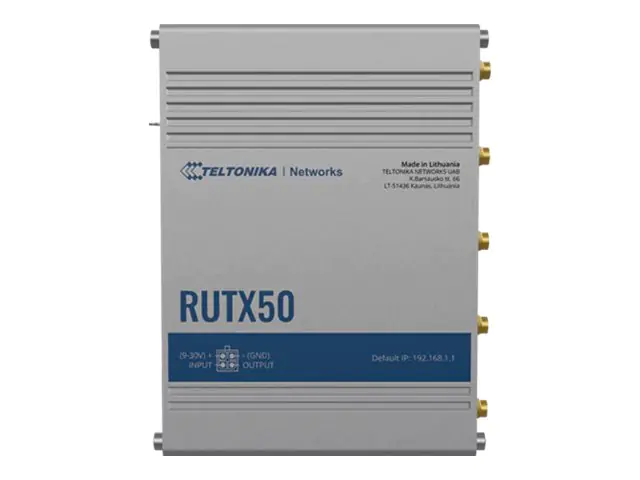 Teltonika RUTX50 - Wireless Router - WWAN 4-Port-Switch - 1GbE, DNP3 - Wi-Fi 5 - 2,4 GHz - 3G, 4G, 5G - an DIN-Schiene montierbar, oberflächenmontierbar