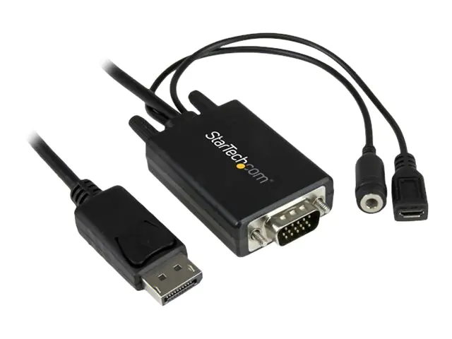 StarTech 3m DisplayPort auf VGA Adapterkabel mit Audio - DP zu VGA Konverter - 1920x1200 - DisplayPort-Adapter - DisplayPort (M) bis DB-15, Stereo Mini-Klinkenstecker, Mikro-USB Typ B (nur Strom) - 3 m - Schwarz - für P/N: DK30CH2DEP, DK30CH2DEPUE