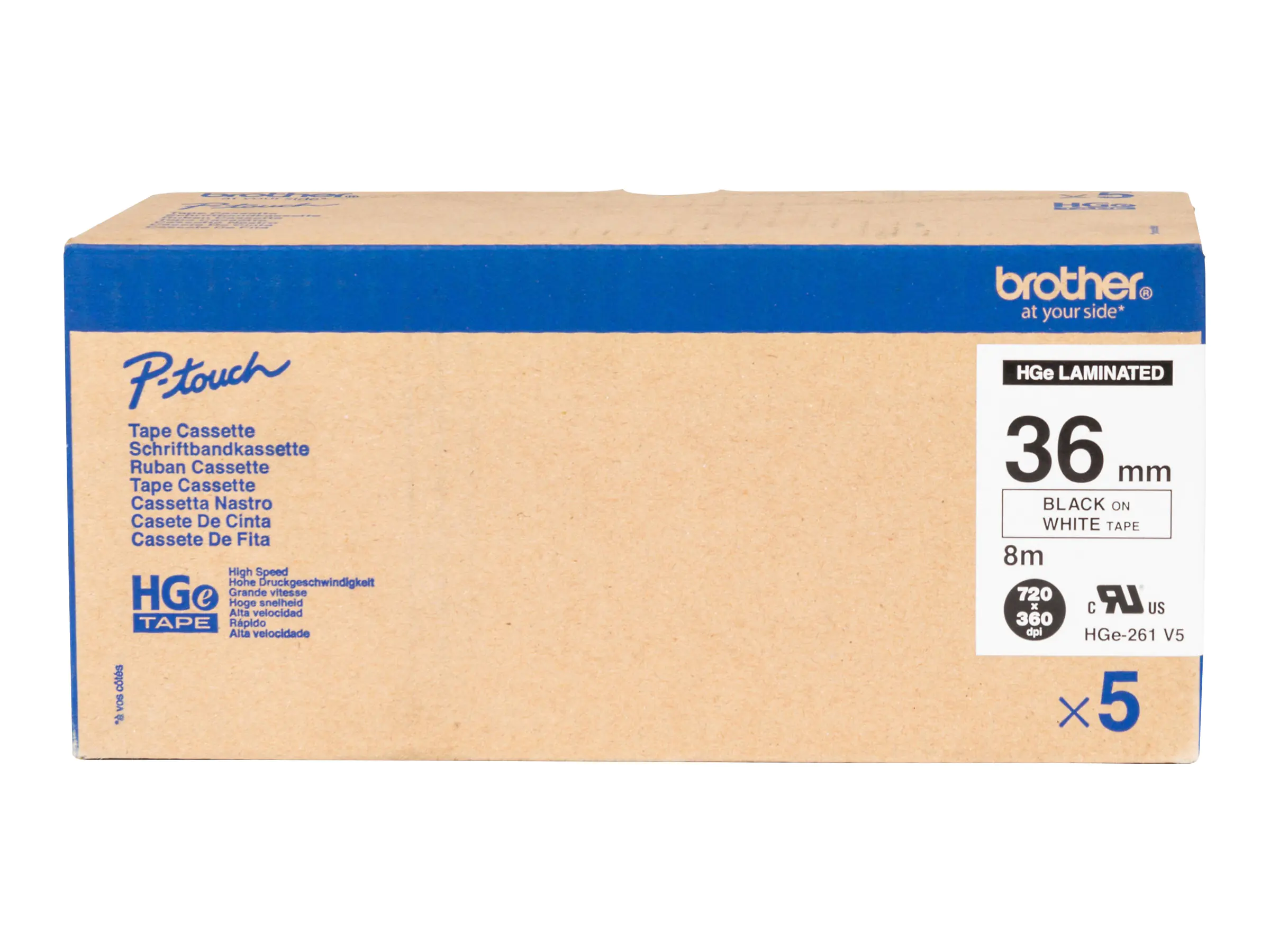 Brother HGE-261V5 - Schwarz auf Weiß - Rolle (3,6 cm x 8 m) HGE261V5