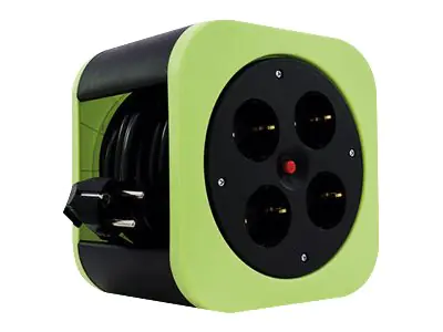 REV Cable box S - Verlängerungsrolle - Wechselstrom 230 V - 3000 Watt - Ausgangsanschlüsse: 4 (4 x Spannung) - 10 m Schnur - grün