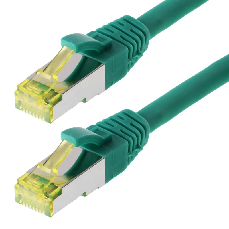 Patchkabel DRAKA S/FTP (PIMF) CAT 6A, grün 0,5m halogenfrei, Hirose TM31 Stecker, CAT 7 Rohkabel