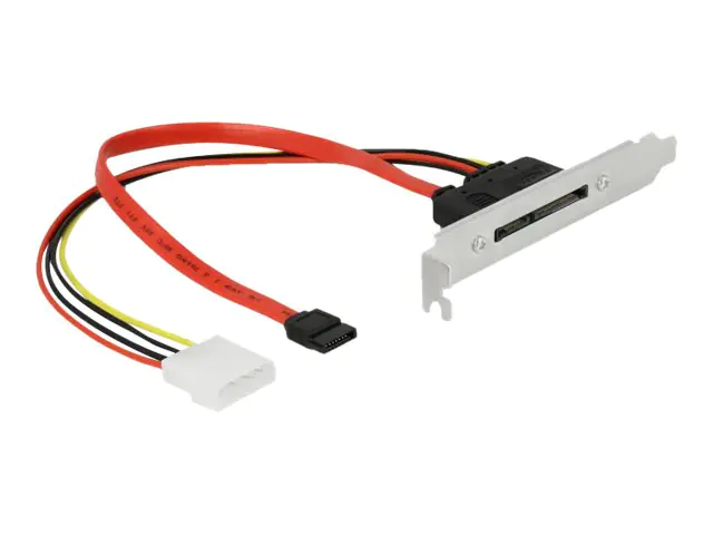 Delock Slot bracket with 1 x SATA 22 pin plug external - SATA-Blende, intern/extern - Serial ATA 150/300/600 - interne Stromversorgung, 4-polig, eSATA zu SATA Combo (S) - 25 cm