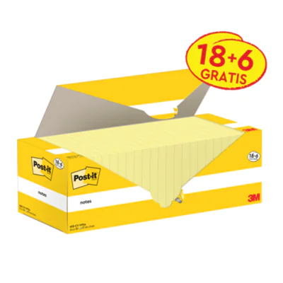Post-it® Haftnotiz Notes Promotion 76 x 76 mm (B x H) gelb 100 Bl./Block 24 Block/Pack.