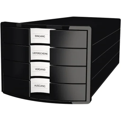 HAN Schubladenbox IMPULS 1012-13 DIN A4/C4 4Fächer geschl. sw