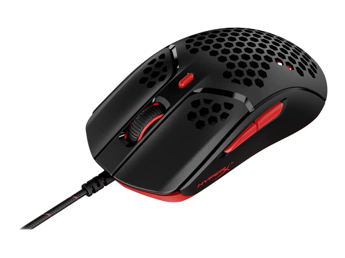 HyperX Pulsefire Haste - Maus - optisch - 6 Tasten - kabelgebunden - USB 2.0 - Schwarz / Rot - für Xbox One, Xbox One S, Xbox One S All-Digital Edition, Xbox One X, Xbox Series S, Xbox Series X; Sony PlayStation 4, Sony PlayStation 5