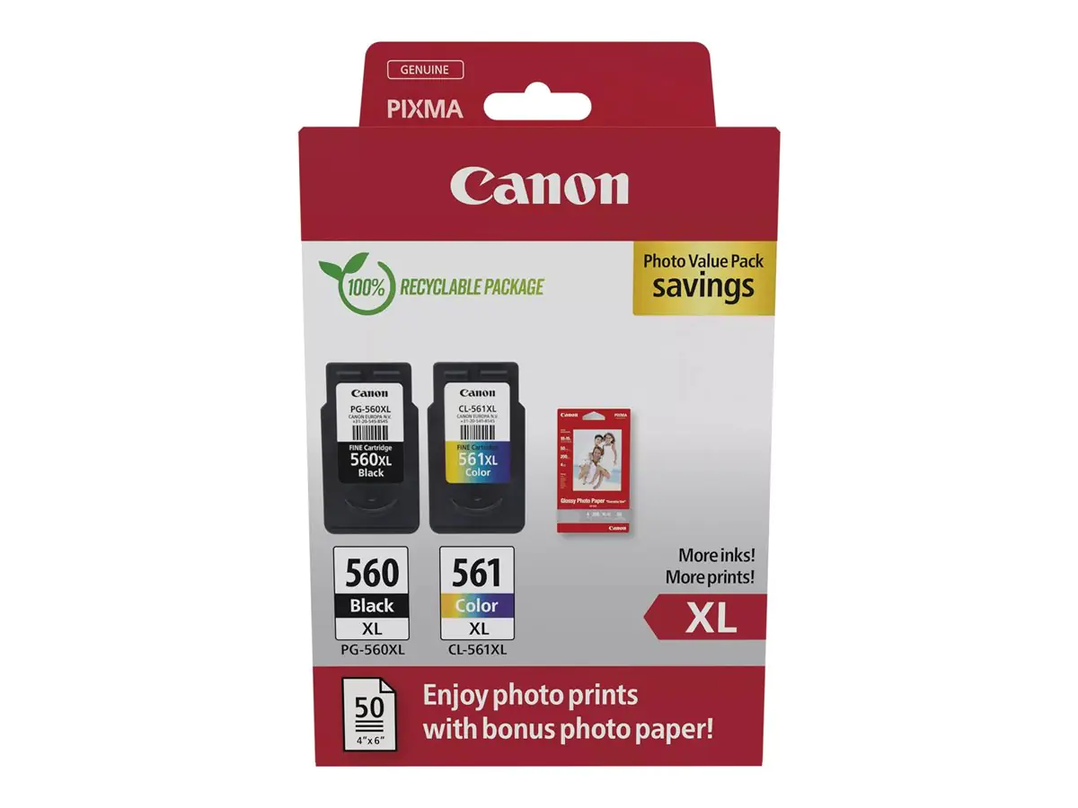 Canon Tinte 3712C008 PG-560XL/CL-561X Schwarz, Farbe (Cyan, Magenta, Gelb) 2er Pack