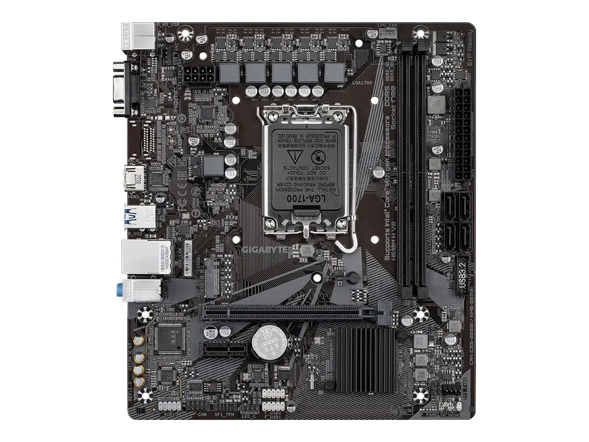 Gigabyte H610M H V2 - 1.0 - Motherboard - micro ATX - LGA1700-Sockel - H610 Chipsatz - USB 3.2 Gen 1 - Gigabit LAN - Onboard-Grafik (CPU erforderlich) - HD Audio (8-Kanal)