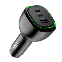 ALOGIC Rapid Power - Auto-Netzteil - 165 Watt - 5 A - PD, QC - 3 Ausgabeanschlussstellen (2 x 24-poliger USB-C (PD), USB) - auf Kabel: USB-C - Schwarz