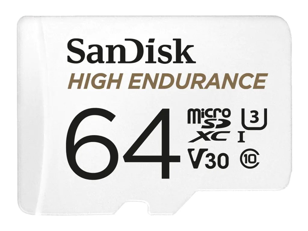 SanDisk High Endurance - Flash-Speicherkarte (microSDXC-an-SD-Adapter inbegriffen) - 64 GB - Video Class V30 / UHS-I U3 / Class10 - microSDXC UHS-I