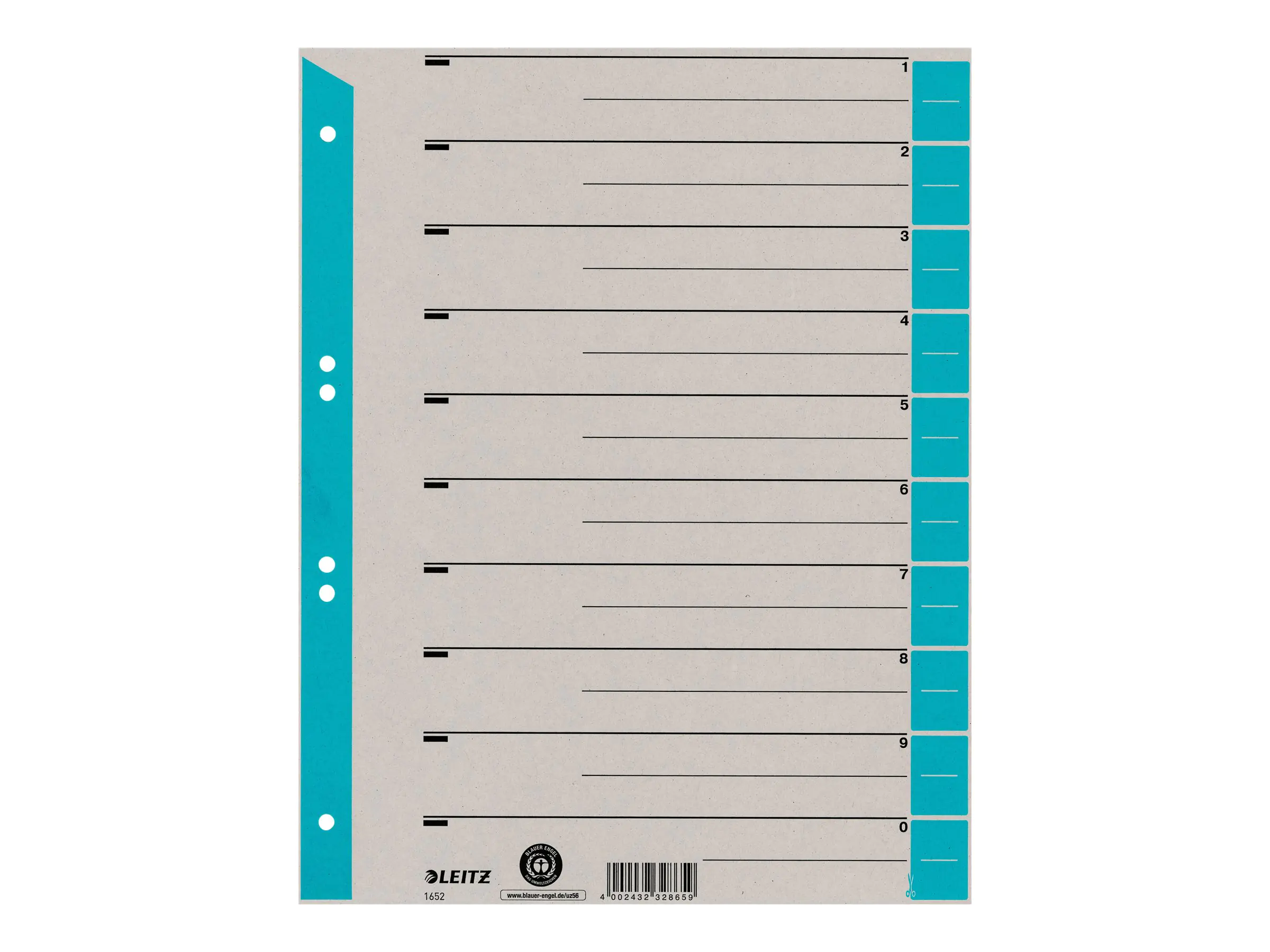 Esselte Leitz Trennelement - vorgedruckt: 0-9 - für A4 (210 x 297 mm) 16520030