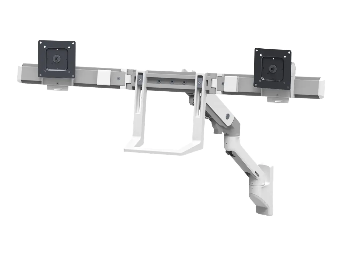 Ergotron HX Dual Monitor Wall Mount Arm - Befestigungskit (Griff, Gelenkarm, Wandmontage, 2 Drehgelenke, Befestigungsteile, Scharnier, Verlängerungsteil) für 2 Monitore - weiß - Bildschirmgröße: bis zu 81,3 cm (bis zu 32 Zoll) - Wandmontage