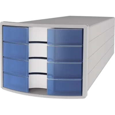 HAN Schubladenbox IMPULS 1012-64 DIN A4/C4 4Fächer geschl. l.gr/t.bl