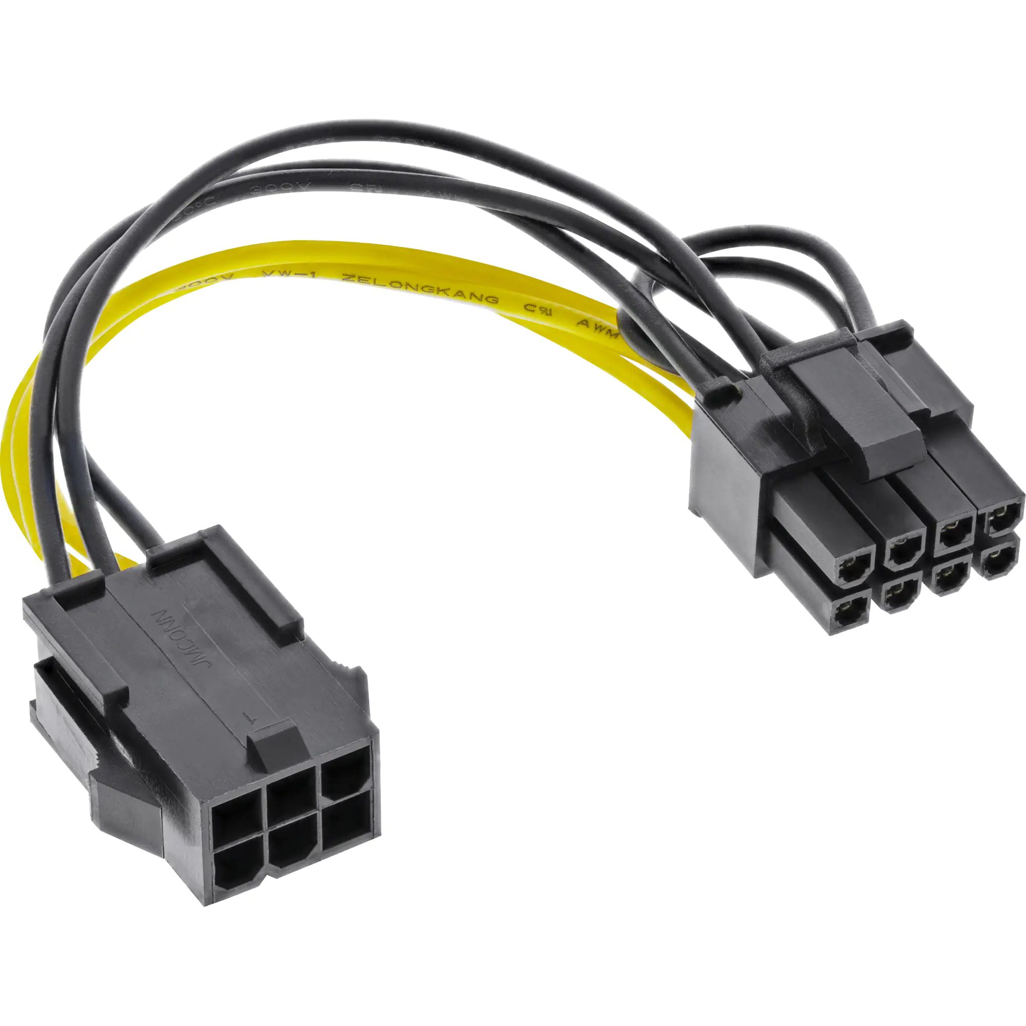 InLine - Netzteil - 6-poliges PCIe Power (M) zu 8-poliger PCIe Power (W) - 10 cm