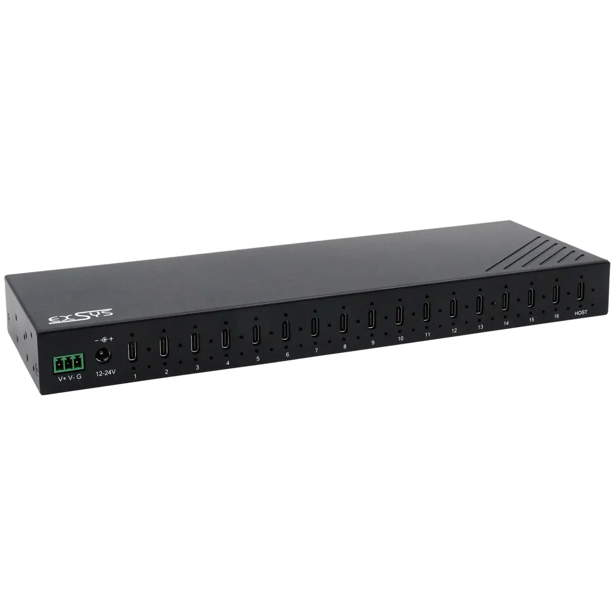 Exsys EX-12276HMS 16-Port USB 3.2 Gen 2 HUB 16 x USB-C Anschlüsse 120W - EXSYS EX-12276HMS 16-Port