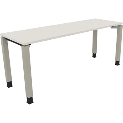 Schreibtisch Vierfuß Quadratrohr B1800xT600xH680-820 si/Weiß