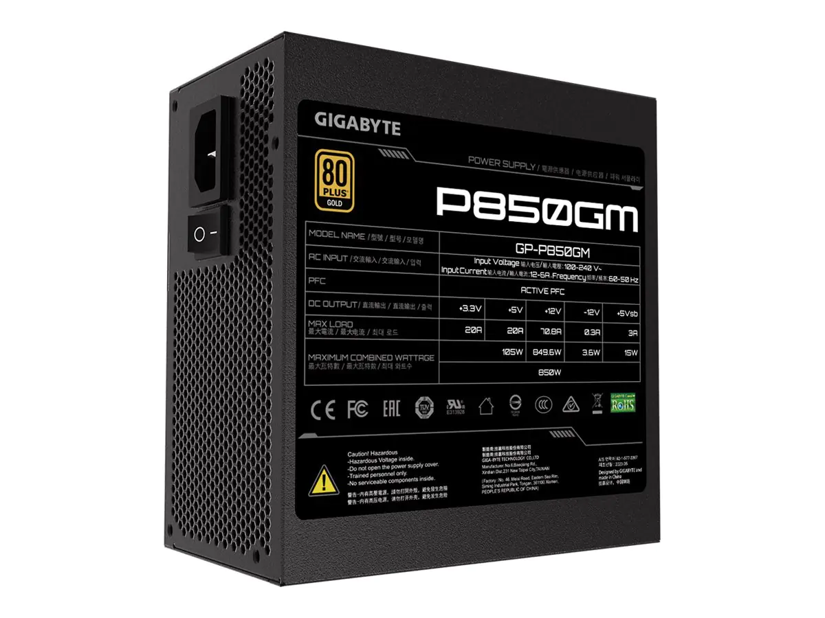 Gigabyte P850GM - Netzteil (intern) - ATX12V 2.31 - 80 PLUS Gold - Wechselstrom 100-240 V - 850 Watt - aktive PFC