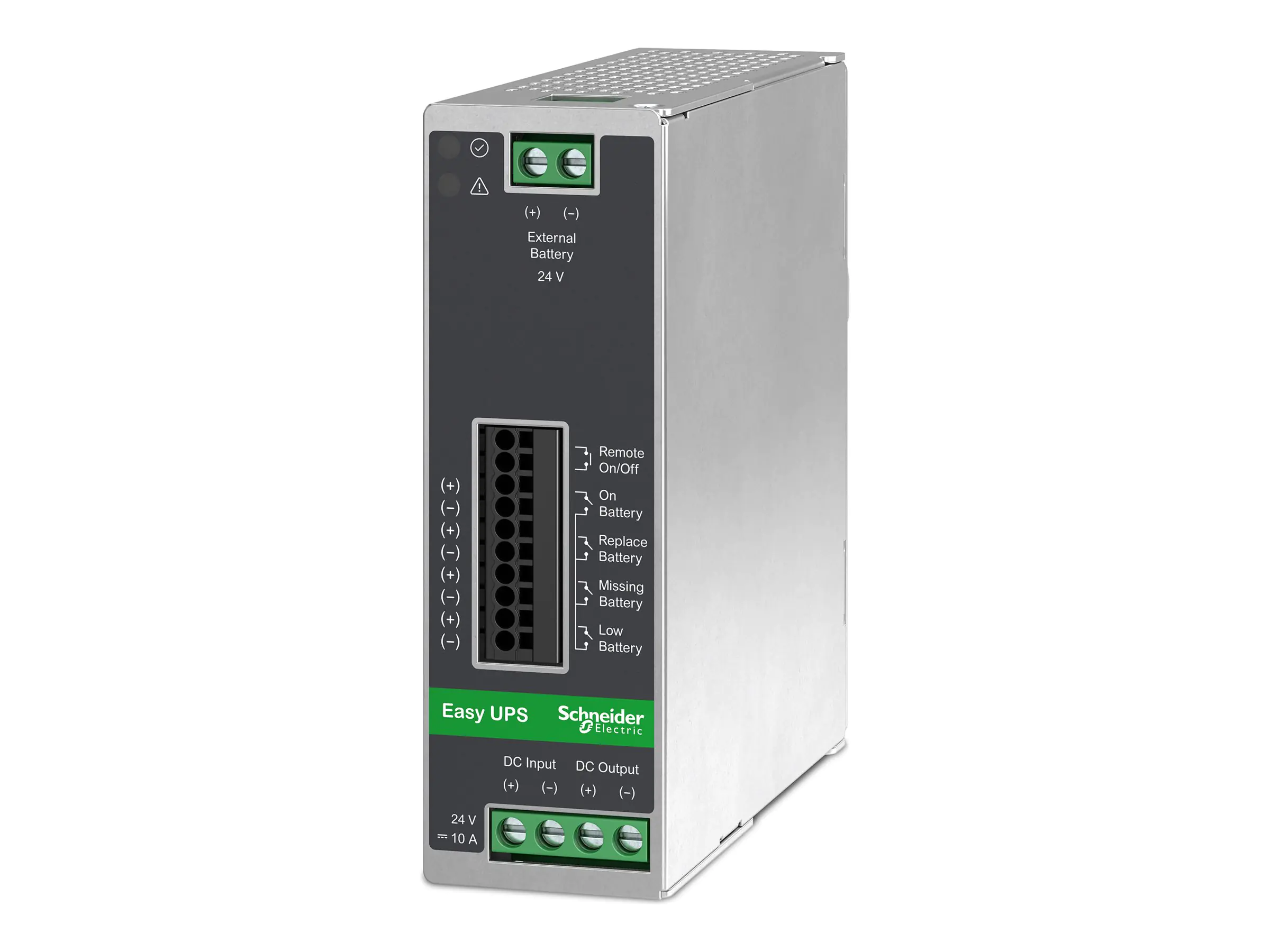 Schneider Electric Easy UPS - USV (DIN-Schienenmontage möglich) - 10A - DC 24 V - 240 Watt - ohne Batterie - Ausgangsanschlüsse: 1 - Metal Gray
