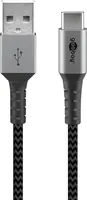 Wentronic Goobay USB-C auf USB-A Textilkabel mit Metallsteckern space grau/silber 0.5 m 0 - Digital/Daten