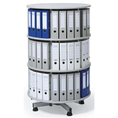 Ordnersäule 80cm 1,3m 3 Etagen 72 Ordner drehbar lichtgrau