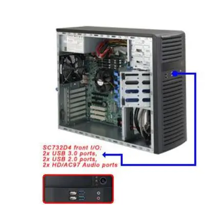 Supermicro Server Geh MT/2x600W/4x 3.5" SC732i-600B - Midi/Minitower