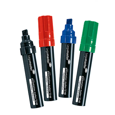 LEGAMASTER TZ 48 Präsentationsmarker Jumbo sortiert 4St, 4 Stück(e), Schwarz, Blau, Grün, Rot, Meißel, Schwarz, Blau, Grün, Rot, Kunststoff, Rund 155594
